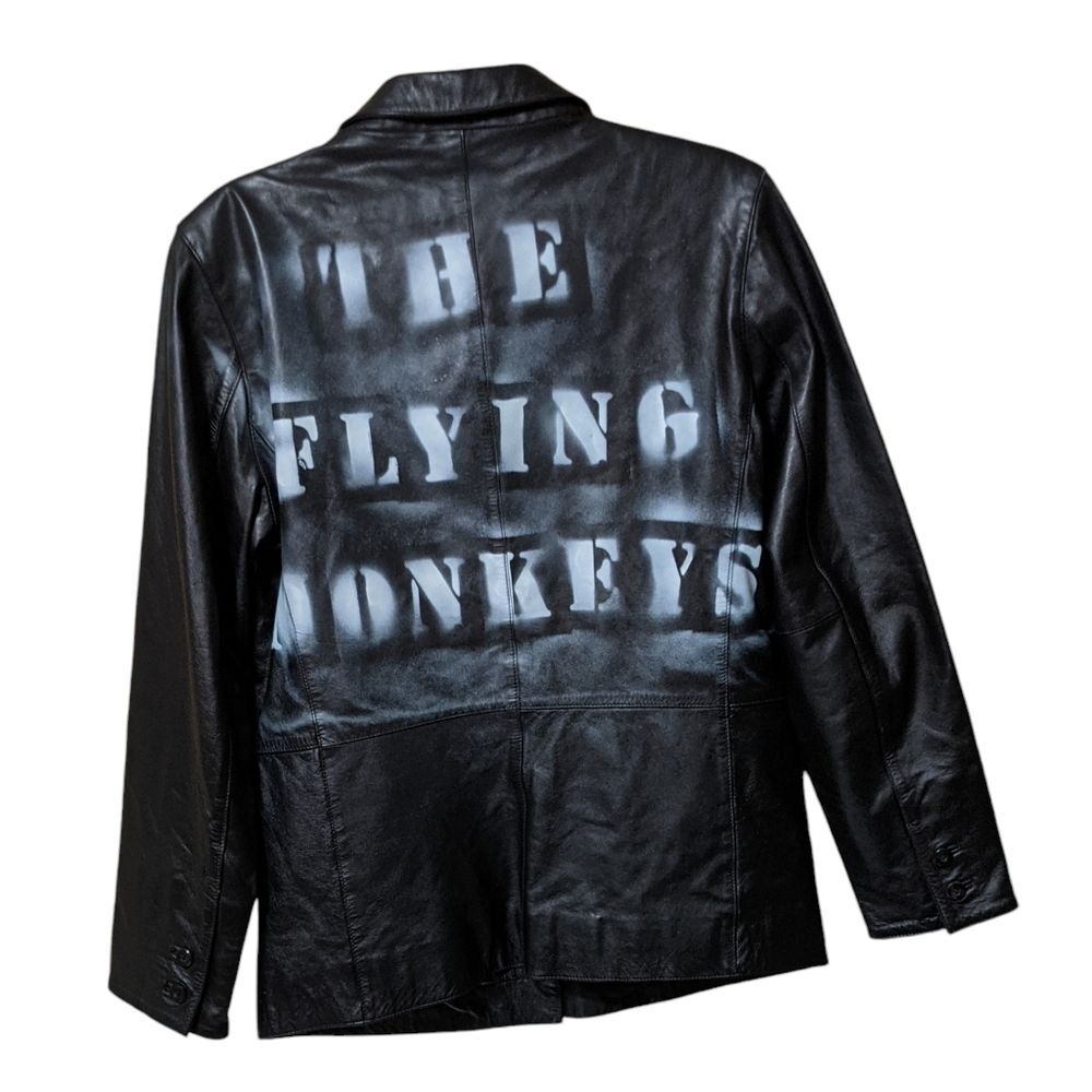 Gap black leather jacket Small button front flap pocket DIY Flying Monkeys Y2K - Picture 2 of 10